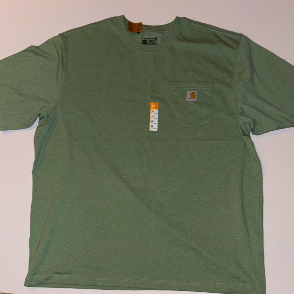 NWT- Mens XXL Green Carhartt Loose Fitted T shirt with pocket and logo